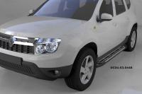 Пороги алюминиевые (Corund Silver) Renault Duster (Рено Дастер) (2012-)