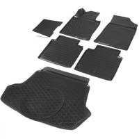 Комплект ковриков салона и багажника Rival для Hyundai Sonata VII рестайлинг седан 2017-н.в, полиуретан, без крепежа, с перемычкой, 6 шт., K12807001-3