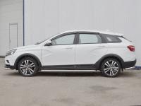 Пороги труба d42 с листом (лист алюм, проф. нерж) (вариант 1) LADA VESTA SW CROSS 2017-