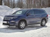 Защита переднего бампера d63 секции-d75х42 дуга HONDA PILOT 2016-