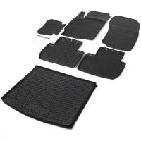 Комплект ковриков салона и багажника Rival для Mitsubishi Outlander III 5-дв. (багажник с органайзером) 2012-2018 2018-н.в., полиуретан, без крепежа, с перемычкой, 6 шт., K14002002-3