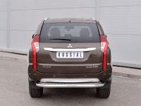 Защита заднего бампера d63 с листом (лист алюм, проф. нерж)(вариант 1) MITSUBISHI PAJERO SPORT 2016