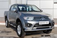 Пороги труба d76 с накладкой (вариант 1) MITSUBISHI L200 2014