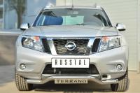 Защита переднего бампера d63 (волна) с декор надписью NISSAN Terrano 2014-