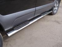 Пороги овальные с накладкой 120х60 мм для Kia Mohave 2017-