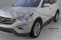Пороги алюминиевые (Zirkon) Hyundai Santa Fe (Хёндай Санта Фе) (2012-/2013-/2015-)