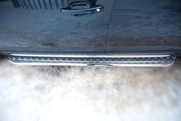 Фото Пороги труба d42 с листом (лист алюм,проф.нерж)(вариант 1) PEUGEOT 3008 2009-2013