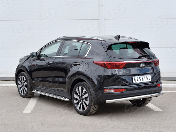 Фото Защита заднего бампера d63 секция (кроме GT-Line) KIA SPORTAGE 2016-2018