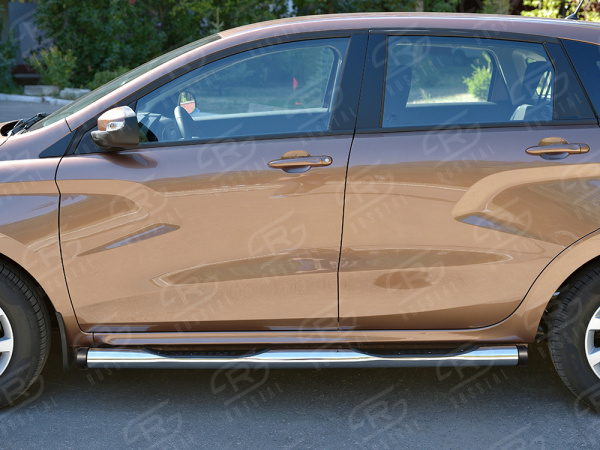 Фото Пороги труба d76 с накладкой (вариант 2) LADA XRay 2015