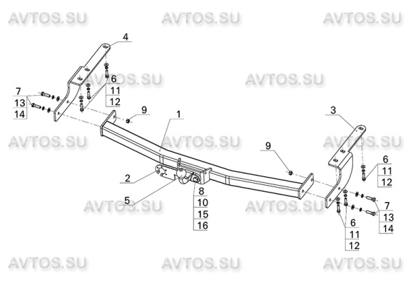 фото Фаркоп AvtoS для Toyota Highlander 2010-2014