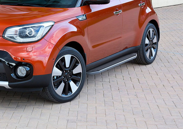 Фото Пороги алюминиевые Rival "Premium" для Kia Soul 2017-