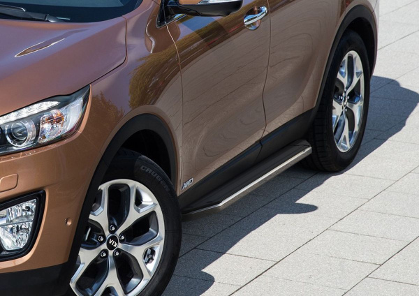 Фото Пороги алюминиевые Rival "Premium" для Kia Sorento Prime 2015-2017