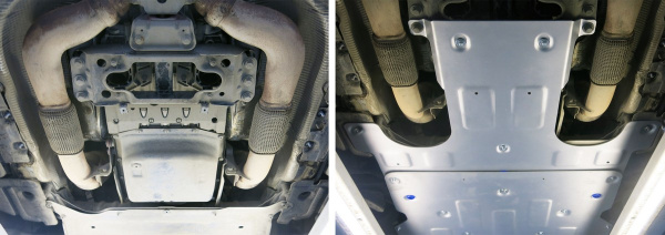 Фото Защита КПП Rival для Porsche Panamera 2016-н.в., алюминий 4 мм, с крепежом, 333.4611.1