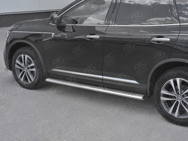 Фото Пороги труба 120х60 овал с проступью RENAULT KOLEOS 2017-