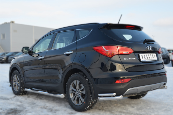 Фото Защита заднего бампера уголки d63/42 HYUNDAI Santa Fe 2012-2015