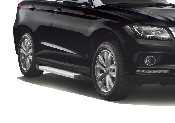 Фото Пороги алюминиевые Rival "Silver" для Haval H2 2014-