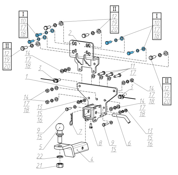 Фаркоп BERG «быстросъемный под квадрат» для Haval H5 II (2023-)