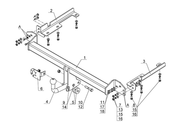 Фаркоп AvtoS для HONDA CR-V (2012-2017)