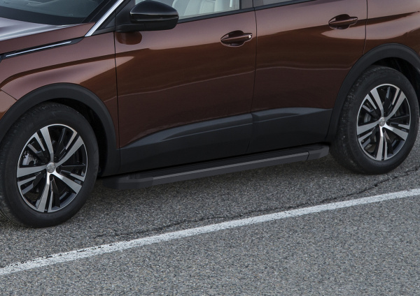 Фото Пороги алюминиевые Rival "Black" для Peugeot 3008 II 2016-н.в.