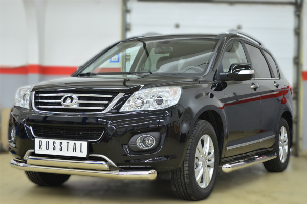 Фото Пороги труба d76 с накладкой (вариант 1) GREAT WALL Hover H6 2012-2013