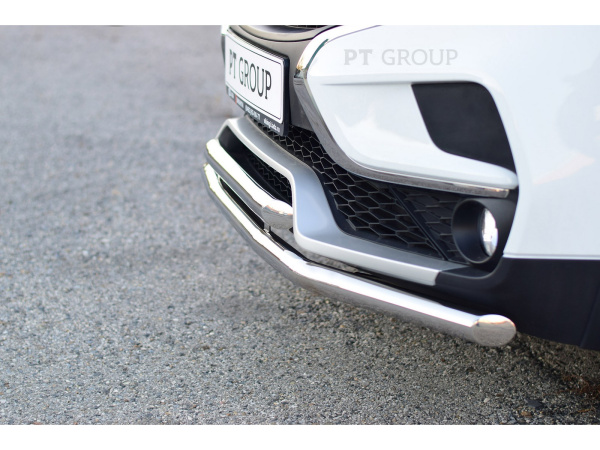 Фото Защита переднего бампера двойная Лада Иксрей Кросс d 51-51 мм