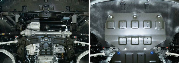 Фото Защита картера Rival (часть 1) для Hyundai Genesis 4WD 2014-2017/Genesis G80 4WD 2017-н.в./Genesis G90 4WD 2016-н.в., алюминий 4 мм, с крепежом, 333.2353.1