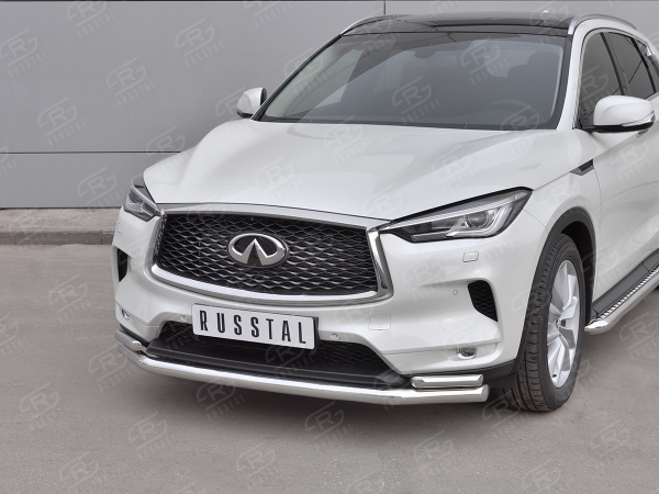 Фото Защита переднего бампера d63 секции-d42х2 дуга INFINITI QX50 2018-