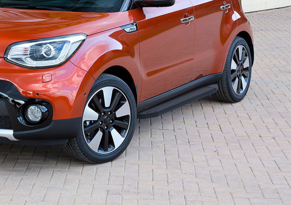 Фото Пороги алюминиевые Rival "Premium-Black" для Kia Soul 2017-