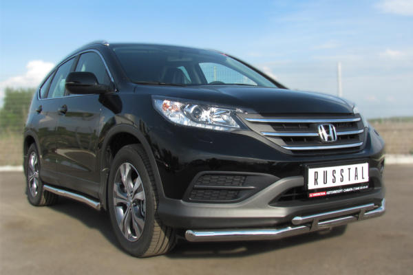 Фото Защита переднего бампера d63 (секции) d42 (прямой) HONDA CR-V 2.0 2013-2015