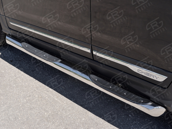 Фото Пороги труба d76 с накладкой (вариант 1) CHERY TIGGO 5 2014