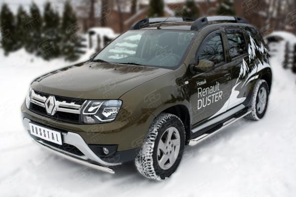 Фото Защита переднего бампера d75x42 (дуга) RENAULT Duster 2015-