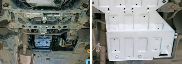 Фото Защита КПП Rival для Mercedes-Benz V-class АКПП RWD 2014-н.в., алюминий 4 мм, с крепежом, 333.3939.1