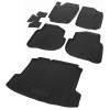 Комплект ковриков салона и багажника Rival для Volkswagen Polo V седан 2010-2015 2015-н.в., полиуретан, с крепежом, с перемычкой, 6 шт., K15804003-2