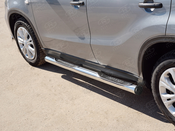 Фото Пороги труба d76 с накладкой (вариант 2) SUZUKI VITARA 2015-