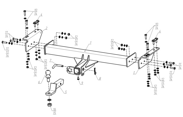 фото Фаркоп BERG «быстросъемный под квадрат» для JAC T6 I (2015-) "Сборка Казахстан"