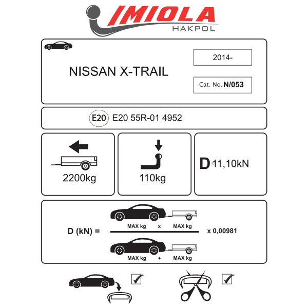 фото Фаркоп Imiola для Nissan X-Trail 2015-