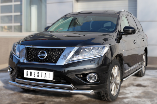 Фото Защита переднего бампера d76 (дуга) d75х42 (дуга) NISSAN Pathfinder 2014-