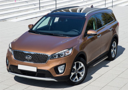 Пороги алюминиевые Rival "Premium" для Kia Sorento Prime 2015-2017