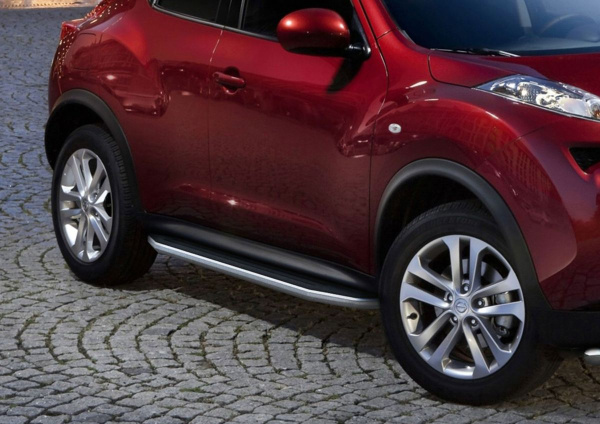 Фото Пороги алюминиевые Rival "Premium" для Nissan Juke, FWD 2010-2014-2016