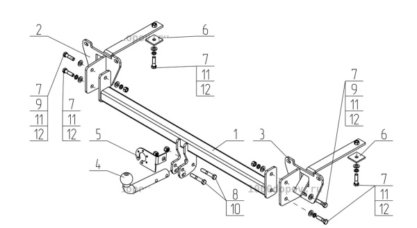 Фаркоп AvtoS для FIAT Doblo II с 2010-2022