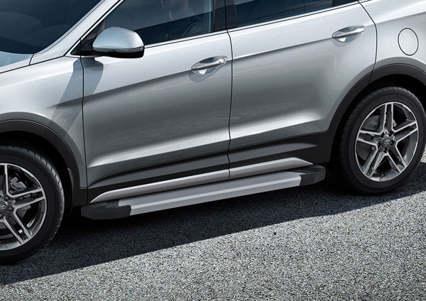 Фото Пороги алюминиевые Rival "Silver" для Hyundai Santa Fe 2012-2016-