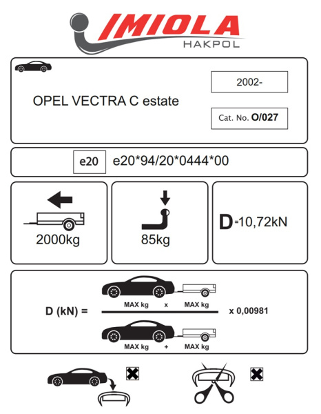 фото Фаркоп Imiola для Opel Vectra C универсал 2002-2008