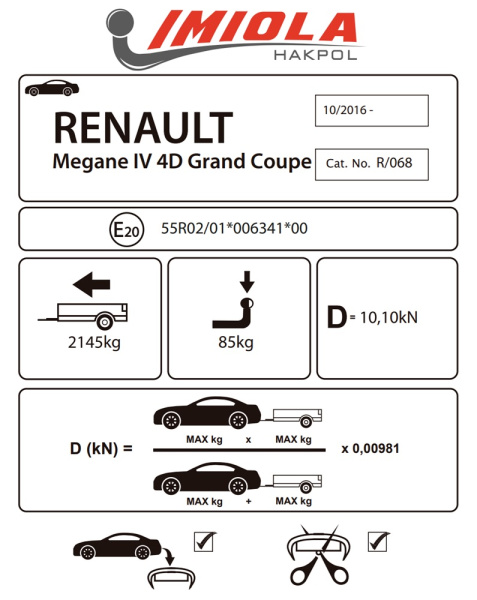 фото Фаркоп Imiola для Renault Megane Grand Coupe 2017-