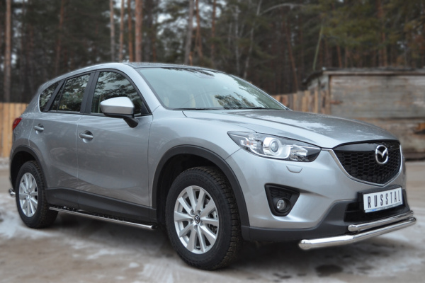 Фото Защита порогов 75х42 с проступью MAZDA CX-5 2011-2016