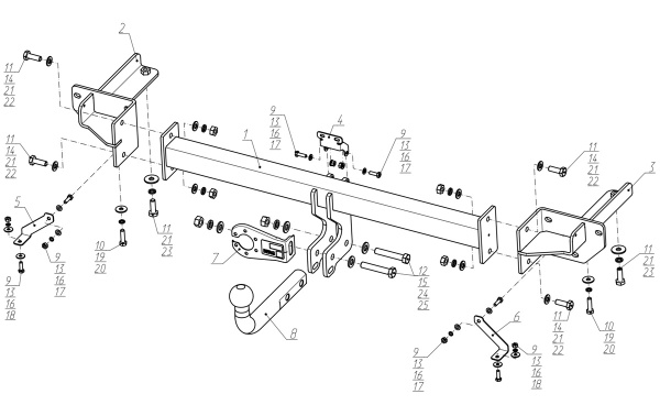 Фаркоп BERG «быстросъемный под квадрат» для Chery Tiggo 8 Pro Max I (2022-)