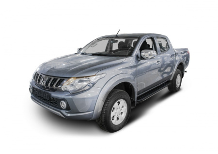 Пороги алюминиевые Rival "Premium-Black" для Mitsubishi L200 2006-2015-