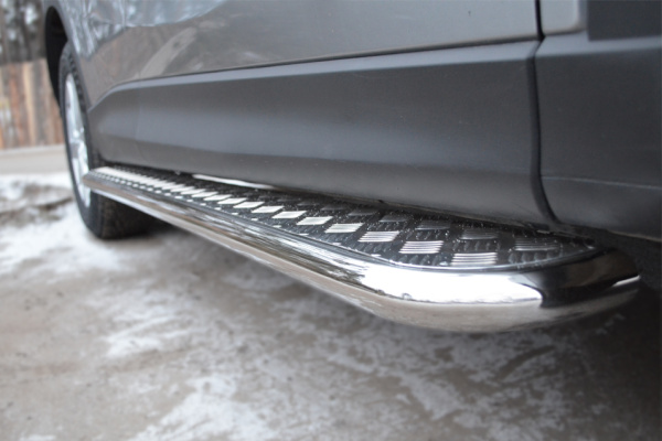 Фото Пороги труба d42 с листом (лист алюм, проф. нерж) (вариант 1) MAZDA CX-5 2011-2016