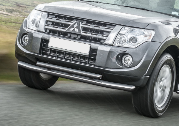 Фото Защита переднего бампера d76+d57 Mitsubishi Pajero IV 2011-2014-