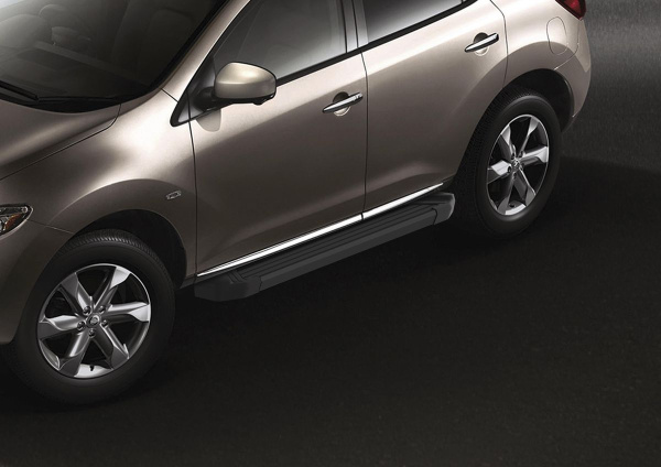 Фото Пороги алюминиевые Rival "Black" для Nissan Murano 2009-2016