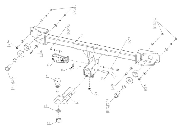 фото Фаркоп BERG для Lada Vesta NG SW «универсал» I «рестайлинг» (2023-) "быстросъемный под квадрат"
